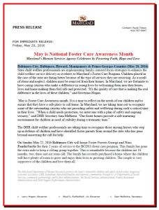 foster care awareness press release